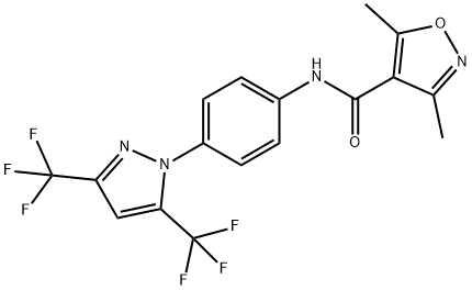 4-Isoxazolecarboxamide, N-[4-[3,5-bis(trifluoromethyl)-1H-pyrazol-1-yl]phenyl]-3,5-dimethyl- Structure
