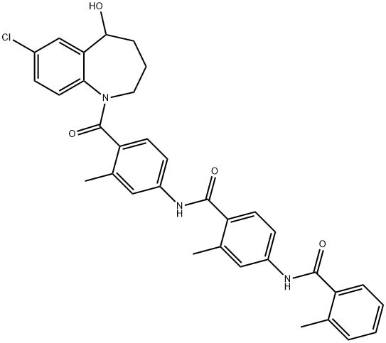 Benzamide, N-[4-[(7-chloro-2,3,4,5-tetrahydro-5-hydroxy-1H-1-benzazepin-1-yl)carbonyl]-3-methylphenyl]-2-methyl-4-[(2-methylbenzoyl)amino]- Structure