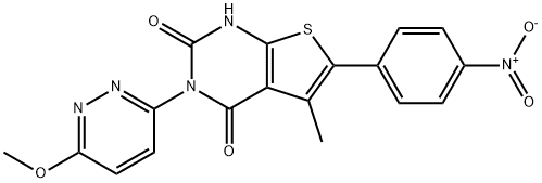 Thieno[2,3-d]pyrimidine-2,4(1H,3H)-dione, 3-(6-methoxy-3-pyridazinyl)-5-methyl-6-(4-nitrophenyl)- Structure
