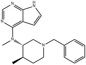 7H-Pyrrolo[2,3-d]pyrimidin-4-amine, N-methyl-N-[(3S,4R)-4-methyl-1-(phenylmethyl)-3-piperidinyl]- Struktur