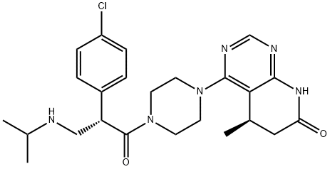 Pyrido[2,3-d]pyrimidin-7(6H)-one, 4-[4-[(2S)-2-(4-chlorophenyl)-3-[(1-methylethyl)amino]-1-oxopropyl]-1-piperazinyl]-5,8-dihydro-5-methyl-, (5R)- Structure