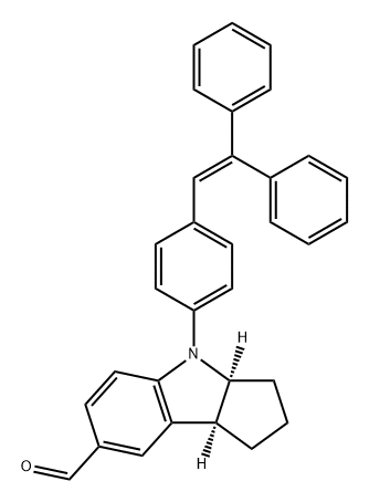 Cyclopent[b]indole-7-carboxaldehyde, 4-[4-(2,2-diphenylethenyl)phenyl]-1,2,3,3a,4,8b-hexahydro-, (3aS,8bS)- Structure