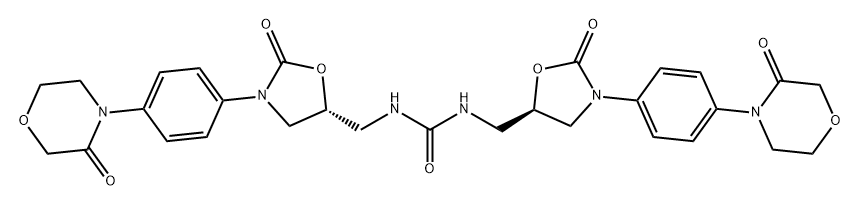 1,3-二(((R)-2-氧代-3-(4-(3-氧代吗啉代)苯基)噁唑烷-5-基)甲基)脲, 2459945-88-9, 结构式