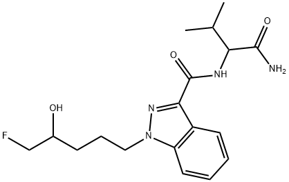 1H-Indazole-3-carboxamide, N-[1-(aminocarbonyl)-2-methylpropyl]-1-(5-fluoro-4-hydroxypentyl)- Structure