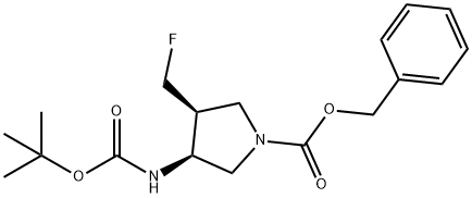 (3S,4S)-1-CBZ-N-BOC-4-(氟甲基)吡咯烷-3-胺, 246510-71-4, 结构式