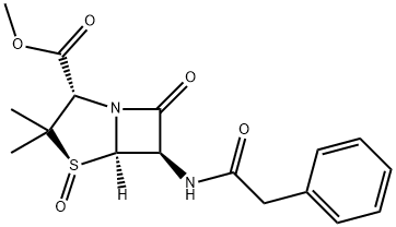 4-Thia-1-azabicyclo[3.2.0]heptane-2-carboxylic acid, 3,3-dimethyl-7-oxo-6-[(phenylacetyl)amino]-, methyl ester, 4-oxide, (2S,4S,5R,6R)- (9CI) Struktur