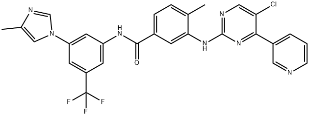 Benzamide, 3-[[5-chloro-4-(3-pyridinyl)-2-pyrimidinyl]amino]-4-methyl-N-[3-(4-methyl-1H-imidazol-1-yl)-5-(trifluoromethyl)phenyl]- 化学構造式