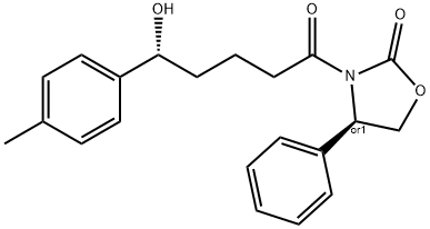 2-Oxazolidinone, 3-[(5R)-5-hydroxy-5-(4-methylphenyl)-1-oxopentyl]-4-phenyl-, (4R)-rel- Struktur