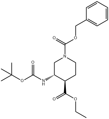 (3S,4R)-3-tert-Butoxycarbonylamino-piperidine-1,4-dicarboxylic acid 1-benzyl ester 4-ethyl ester 结构式