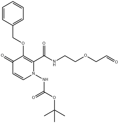 Carbamic acid, N-[4-oxo-2-[[[2-(2-oxoethoxy)ethyl]amino]carbonyl]-3-(phenylmethoxy)-1(4H)-pyridinyl]-, 1,1-dimethylethyl ester Structure