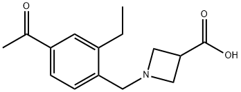 3-Azetidinecarboxylic acid, 1-[(4-acetyl-2-ethylphenyl)methyl]- Structure