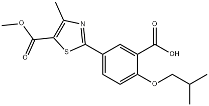 5-Thiazolecarboxylic acid, 2-[3-carboxy-4-(2-methylpropoxy)phenyl]-4-methyl-, 5-methyl ester 化学構造式