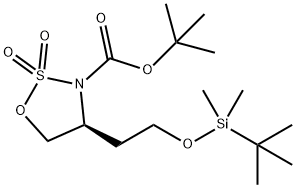 1,2,3-Oxathiazolidine-3-carboxylic acid, 4-[2-[[(1,1-dimethylethyl)dimethylsilyl]oxy]ethyl]-, 1,1-dimethylethyl ester, 2,2-dioxide, (4S)- Struktur