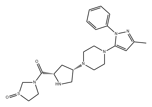 Methanone, [(2S,4S)-4-[4-(3-methyl-1-phenyl-1H-pyrazol-5-yl)-1-piperazinyl]-2-pyrrolidinyl](1-oxido-3-thiazolidinyl)- Struktur