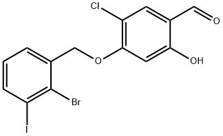 Benzaldehyde, 4-[(2-bromo-3-iodophenyl)methoxy]-5-chloro-2-hydroxy- Structure