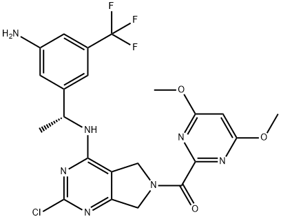 Methanone, [4-[[(1R)-1-[3-amino-5-(trifluoromethyl)phenyl]ethyl]amino]-2-chloro-5,7-dihydro-6H-pyrrolo[3,4-d]pyrimidin-6-yl](4,6-dimethoxy-2-pyrimidinyl)- 结构式