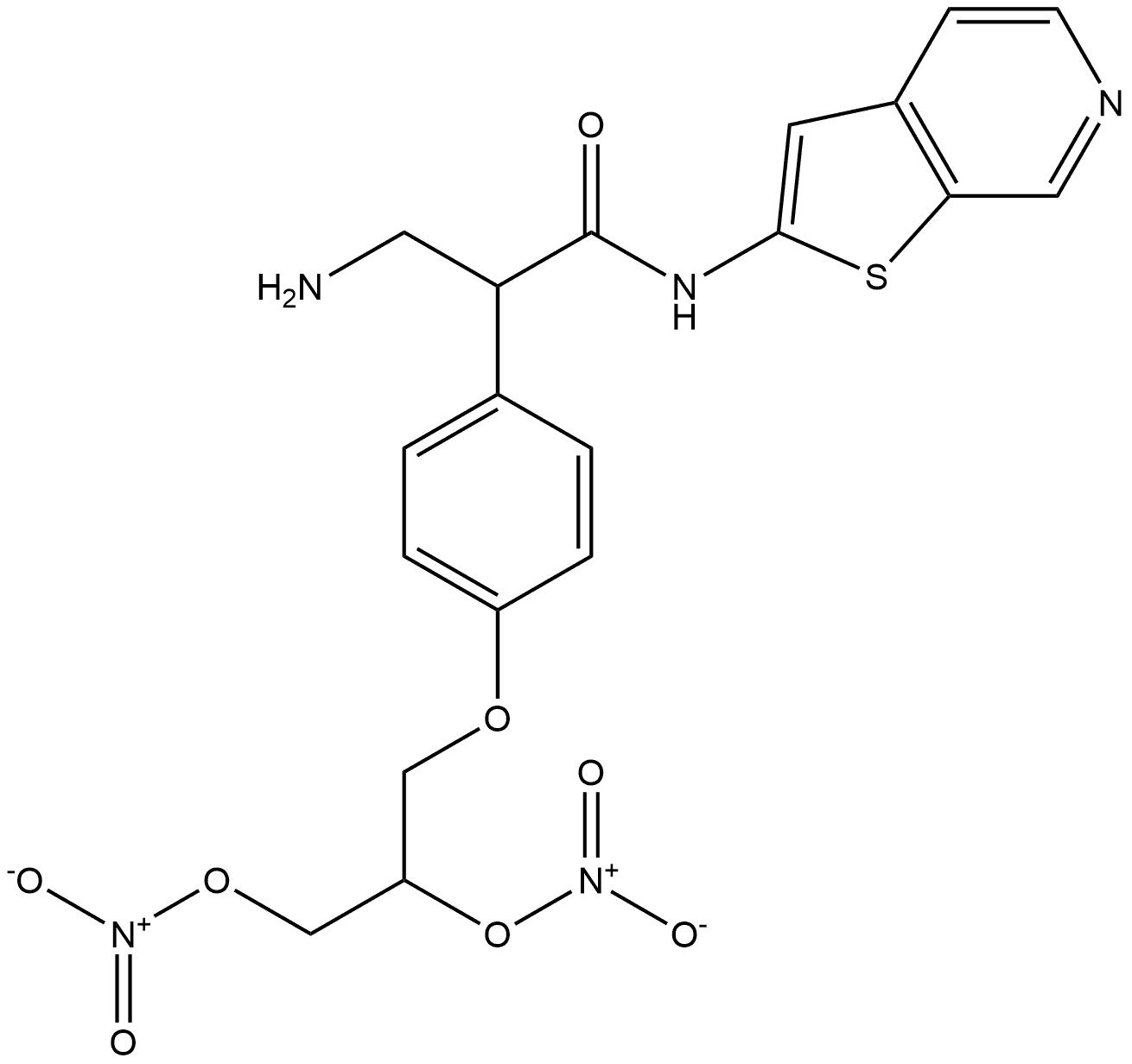 α-(Aminomethyl)-4-[2,3-bis(nitrooxy)propoxy]-N-thieno[2,3-c]pyridin-2-ylbenzeneacetamide Structure