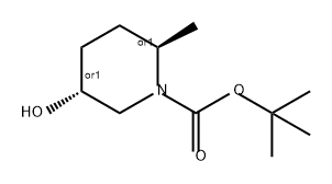 1-Piperidinecarboxylic acid, 5-hydroxy-2-methyl-, 1,1-dimethylethyl ester, (2R,5R)-rel- Struktur