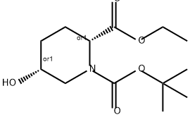 1,2-Piperidinedicarboxylic acid, 5-hydroxy-, 1-(1,1-dimethylethyl) 2-ethyl ester, (2R,5R)-rel- Structure