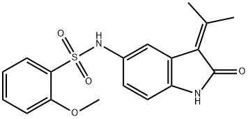 Benzenesulfonamide, N-[2,3-dihydro-3-(1-methylethylidene)-2-oxo-1H-indol-5-yl]-2-methoxy- Structure