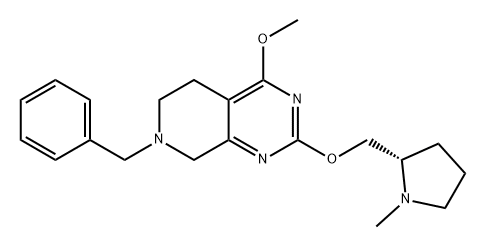 Pyrido[3,4-d]pyrimidine, 5,6,7,8-tetrahydro-4-methoxy-2-[[(2S)-1-methyl-2-pyrrolidinyl]methoxy]-7-(phenylmethyl)- Struktur