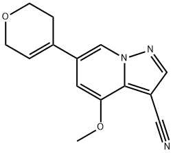 Pyrazolo[1,5-a]pyridine-3-carbonitrile, 6-(3,6-dihydro-2H-pyran-4-yl)-4-methoxy- 化学構造式