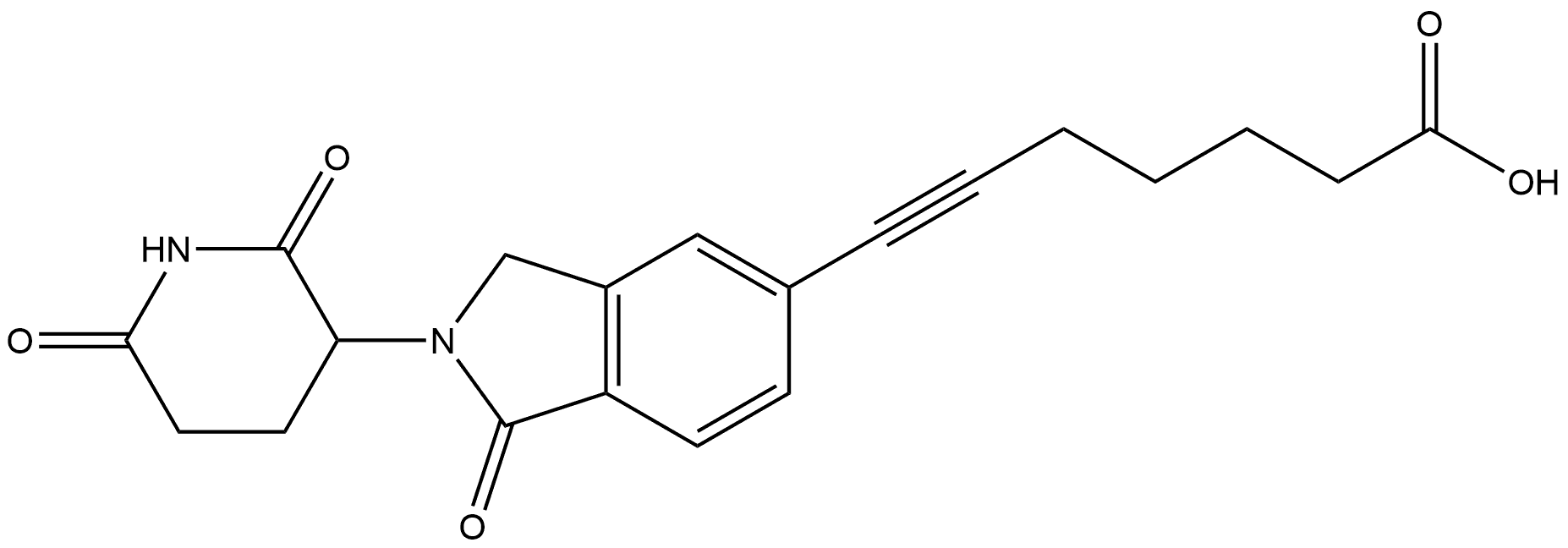 7-[2-(2,6-Dioxo-3-piperidinyl)-2,3-dihydro-1-oxo-1H-isoindol-5-yl]-6-heptynoic acid (ACI) Struktur