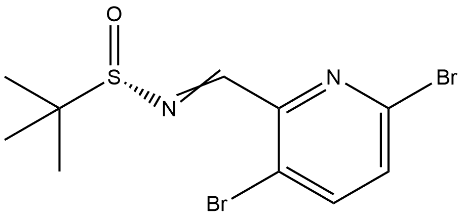 2-Propanesulfinamide, N-[(3,6-dibromo-2-pyridinyl)methylene]-2-methyl-, [S(S)]- Struktur