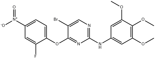 2-Pyrimidinamine, 5-bromo-4-(2-fluoro-4-nitrophenoxy)-N-(3,4,5-trimethoxyphenyl)- 化学構造式