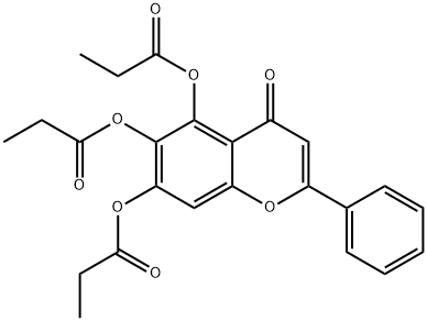 4H-1-Benzopyran-4-one, 5,6,7-tris(1-oxopropoxy)-2-phenyl- 化学構造式