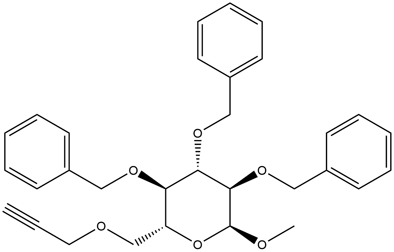 α-D-Glucopyranoside, methyl 2,3,4-tris-O-(phenylmethyl)-6-O-2-propyn-1-yl- Structure