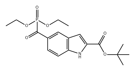 1H-Indole-2-carboxylic acid, 5-[(diethoxyphosphinyl)carbonyl]-, 1,1-dimethylethyl ester Struktur