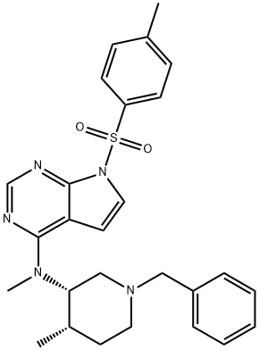 7H-Pyrrolo[2,3-d]pyrimidin-4-amine, N-methyl-N-[(3S,4S)-4-methyl-1-(phenylmethyl)-3-piperidinyl]-7-[(4-methylphenyl)sulfonyl]- 结构式