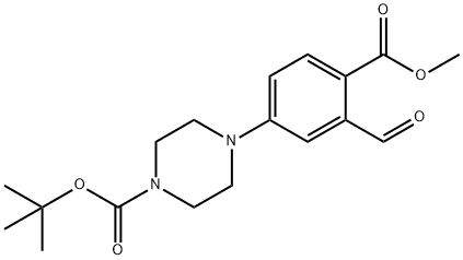 4-(3-甲酰基-4-(甲氧羰基)苯基)哌嗪-1-羧酸叔丁酯 结构式