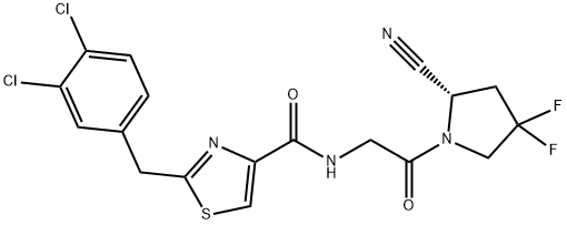 (S)-N-[2-(2-氰基-4,4-二氟吡咯烷-1-基)-2-氧代乙基]-2-[(3,4-二氯苄基)噻唑-4-甲酰胺,2505339-54-6,结构式