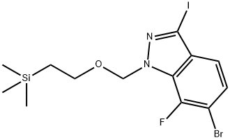 1H-Indazole, 6-bromo-7-fluoro-3-iodo-1-[[2-(trimethylsilyl)ethoxy]methyl]- 结构式