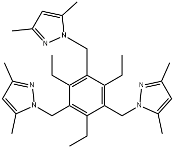 1,3,5-トリエチル-2,4,6-トリス(3,5-ジメチル-1H-ピラゾール-1-イルメチル)ベンゼン 化学構造式