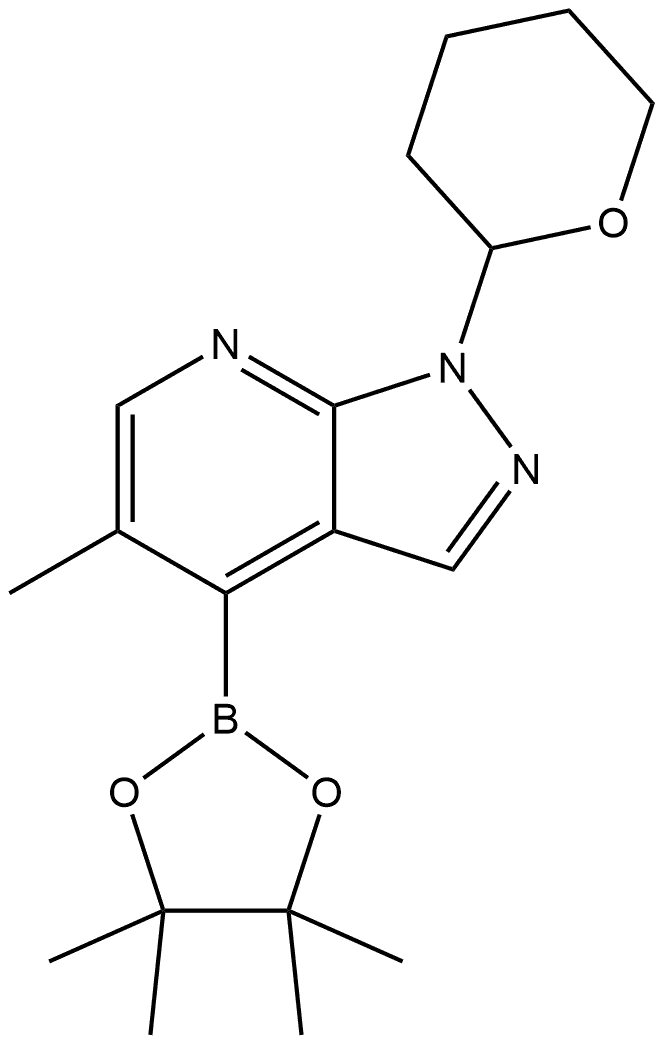 5-甲基-1-(四氢-2H-吡喃-2-基)-4-(4,4,5,5-四甲基-1,3,2-二氧杂硼烷-2-基)-1H-吡唑并[3,4-B]吡啶,2508137-07-1,结构式