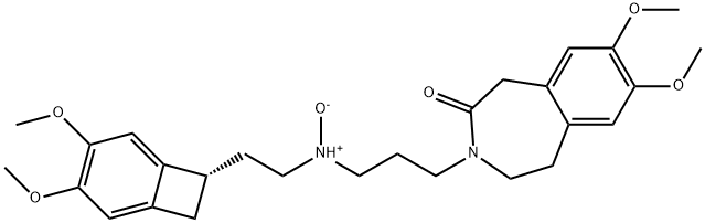 3-(7,8-dimethoxy-2-oxo-1,2,4,5-tetrahydro-3H-benzo[d]azepin-3-yl)-N-(((S)-3,4-dimethoxybicyclo[4.2.0]octa-1(6),2,4-trien-7-yl)methyl)-N-methylpropan-1-amine oxide 化学構造式