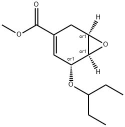 7-Oxabicyclo[4.1.0]hept-3-ene-3-carboxylic acid, 5-(1-ethylpropoxy)-, methyl ester, (1R,5R,6R)-rel- Structure