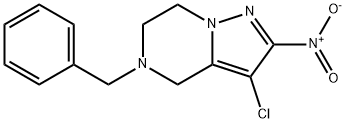 Pyrazolo[1,5-a]pyrazine, 3-chloro-4,5,6,7-tetrahydro-2-nitro-5-(phenylmethyl)- Structure