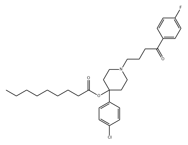 Nonanoic acid, 4-(4-chlorophenyl)-1-[4-(4-fluorophenyl)-4-oxobutyl]-4-piperidinyl ester Struktur