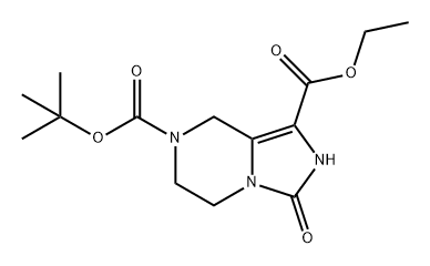 Imidazo[1,5-a]pyrazine-1,7(3H)-dicarboxylic acid, 2,5,6,8-tetrahydro-3-oxo-, 7-(1,1-dimethylethyl) 1-ethyl ester Struktur