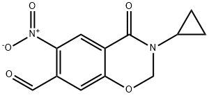 2H-1,3-Benzoxazine-7-carboxaldehyde, 3-cyclopropyl-3,4-dihydro-6-nitro-4-oxo- Struktur