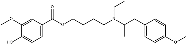 Benzoic acid, 4-hydroxy-3-methoxy-, 4-[ethyl[2-(4-methoxyphenyl)-1-methylethyl]amino]butyl ester 化学構造式