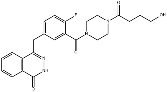1(2H)-Phthalazinone, 4-[[4-fluoro-3-[[4-(4-hydroxy-1-oxobutyl)-1-piperazinyl]carbonyl]phenyl]methyl]- Struktur