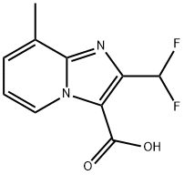 2-(Difluoromethyl)-8-methyl-2-imidazo[1,2-a]pyridine-3-carboxylic acid 化学構造式