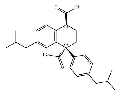 1,4-Naphthalenedicarboxylic acid, 1,2,3,4-tetrahydro-7-(2-methylpropyl)-1-[4-(2-methylpropyl)phenyl]-, (1R,4S)-rel- Structure