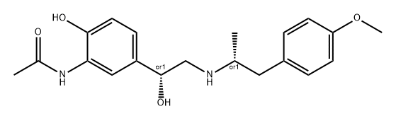 Acetamide, N-[2-hydroxy-5-[(1R)-1-hydroxy-2-[[(1R)-2-(4-methoxyphenyl)-1-methylethyl]amino]ethyl]phenyl]-, rel- Struktur