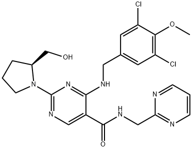 2520113-66-8 (S) -4-((3,5-二氯-4-甲氧基苄基)氨基)-2-(2-(羟甲基)吡咯烷-1-基)-N-(嘧啶-2-基甲基)嘧啶-5-甲酰胺